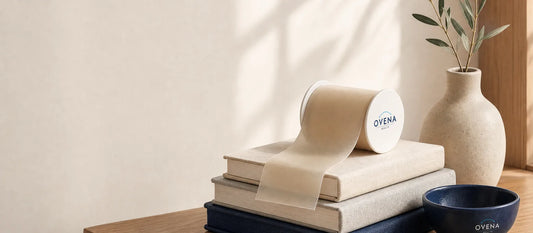 A hydrocolloid roll unwound across stacked books