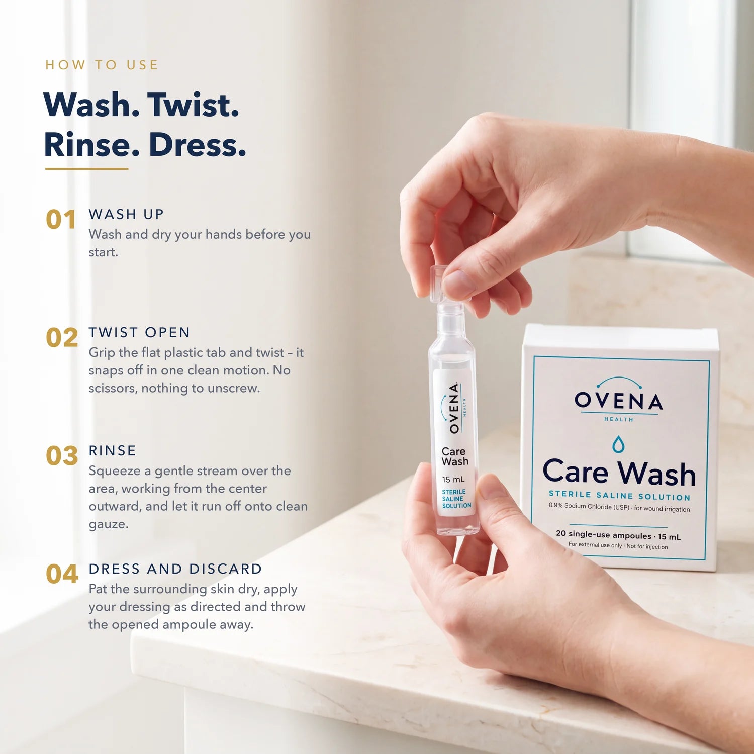 Care Wash Sterile Saline Wound Wash, 20 x 15 mL Ampoules