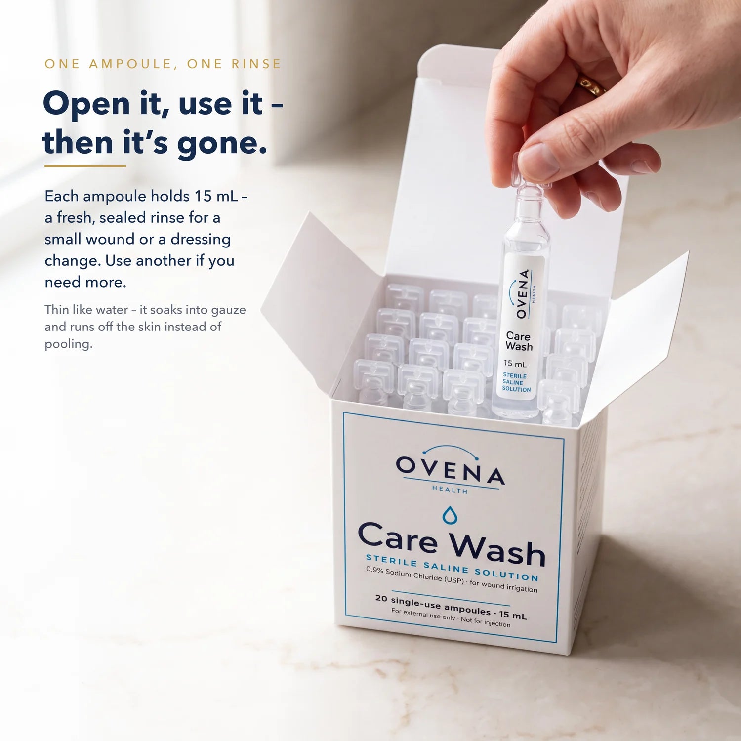 Care Wash Sterile Saline Wound Wash, 20 x 15 mL Ampoules